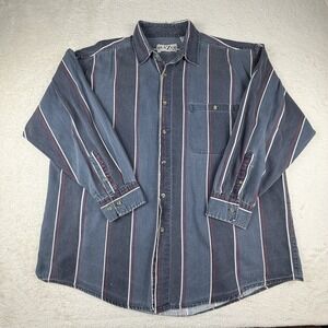 Vintage 90s Blazer Firenze Shirt Men XL Striped Long Sleeve Button Up Retro
